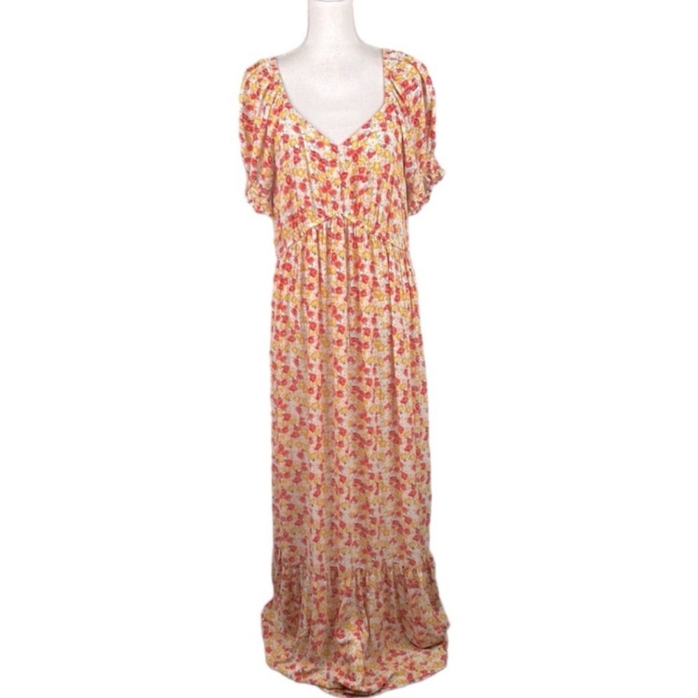 Sonoma Flower Boho V-Neck Short Sleeve Maxi Dress Size Large Maternity